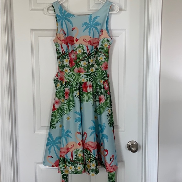 ✨ Lady Vintage Tea Dress Flamingo Border - Picture 3 of 5
